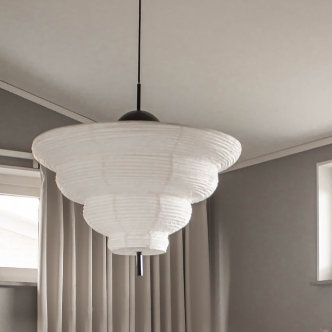 Biała lampa z papieru ryżowego japandi Kyoto 60cm
